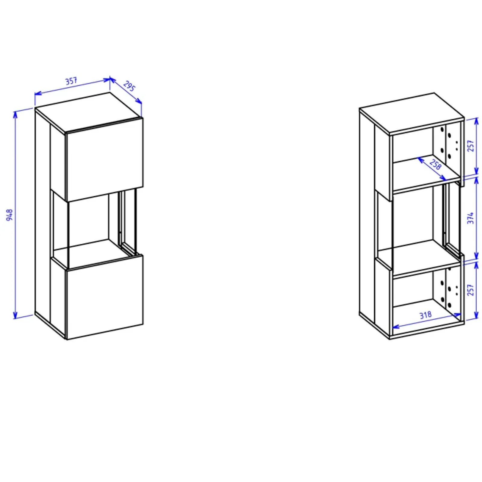 Garnero Arredamenti Vetrinette|Vetrinette-Vetrina sospesa 36x95h cm da parete nero rovere Fusion Nero Opaco