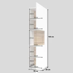 Garnero Arredamenti Vetrinette|Vetrinette-Vetrina sospesa 36x140h cm da parete bianco rovere Fusion Bianco Opaco