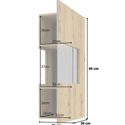 Garnero Arredamenti Vetrinette|Vetrinette-Vetrina sospesa 36x95h cm da parete nero Fusion Rovere