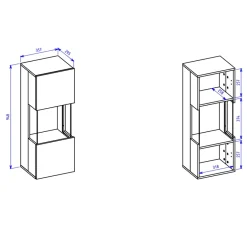 Garnero Arredamenti Vetrinette|Vetrinette-Vetrina sospesa 36x95h cm da parete bianco rovere Fusion Bianco Opaco