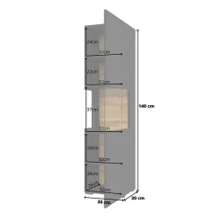 Garnero Arredamenti Vetrinette|Vetrinette-Vetrina sospesa 36x140h cm da parete nero rovere Fusion Nero Opaco