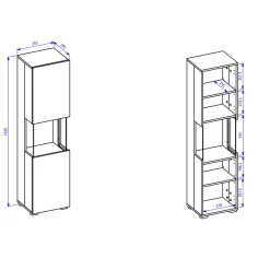 Garnero Arredamenti Vetrinette|Vetrinette-Vetrina sospesa 36x140h cm da parete nero Fusion Rovere