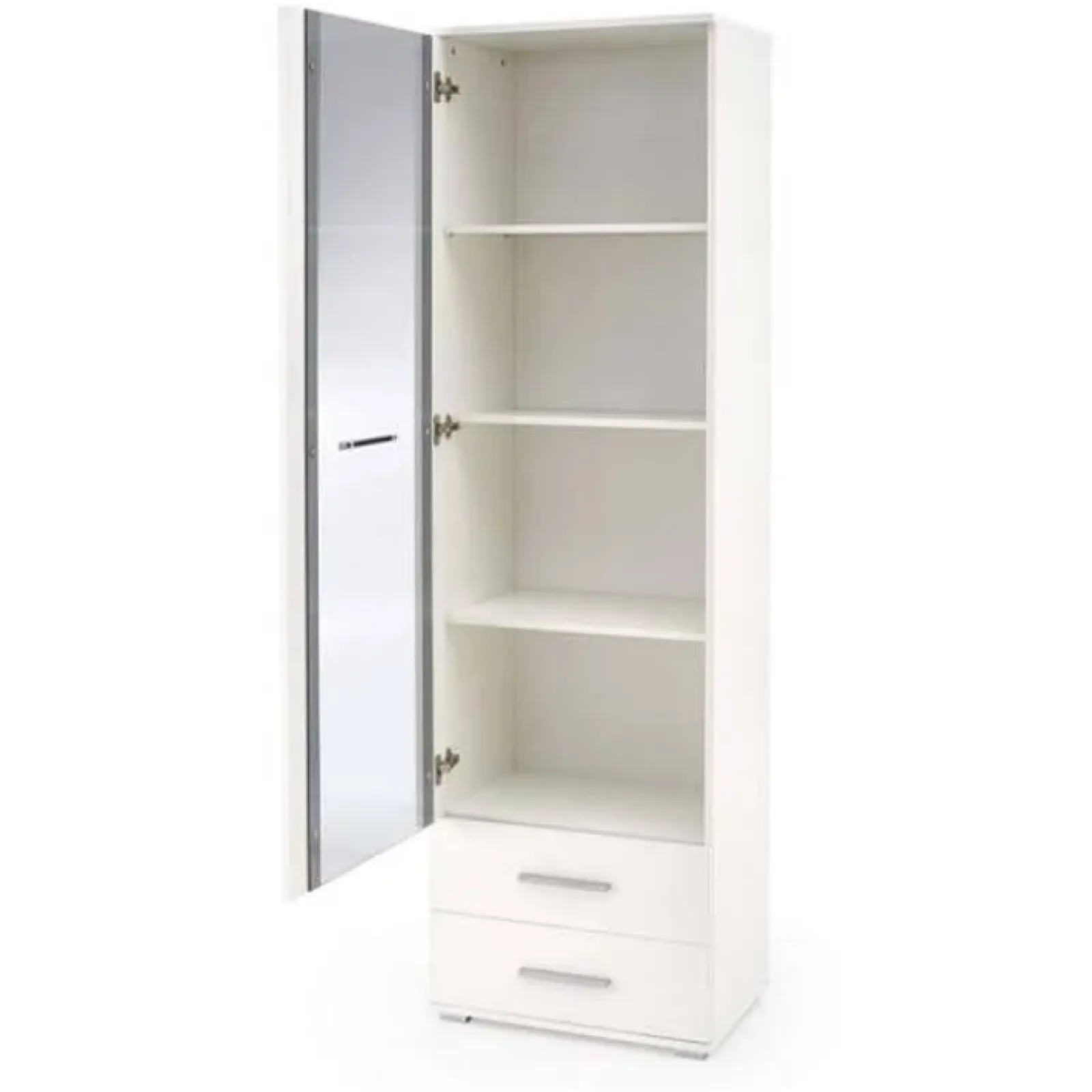 Garnero Arredamenti Vetrinette|Vetrinette-Vetrina 60x200h cm 1 anta 2 cassetti bianco opaco e lucido Viki