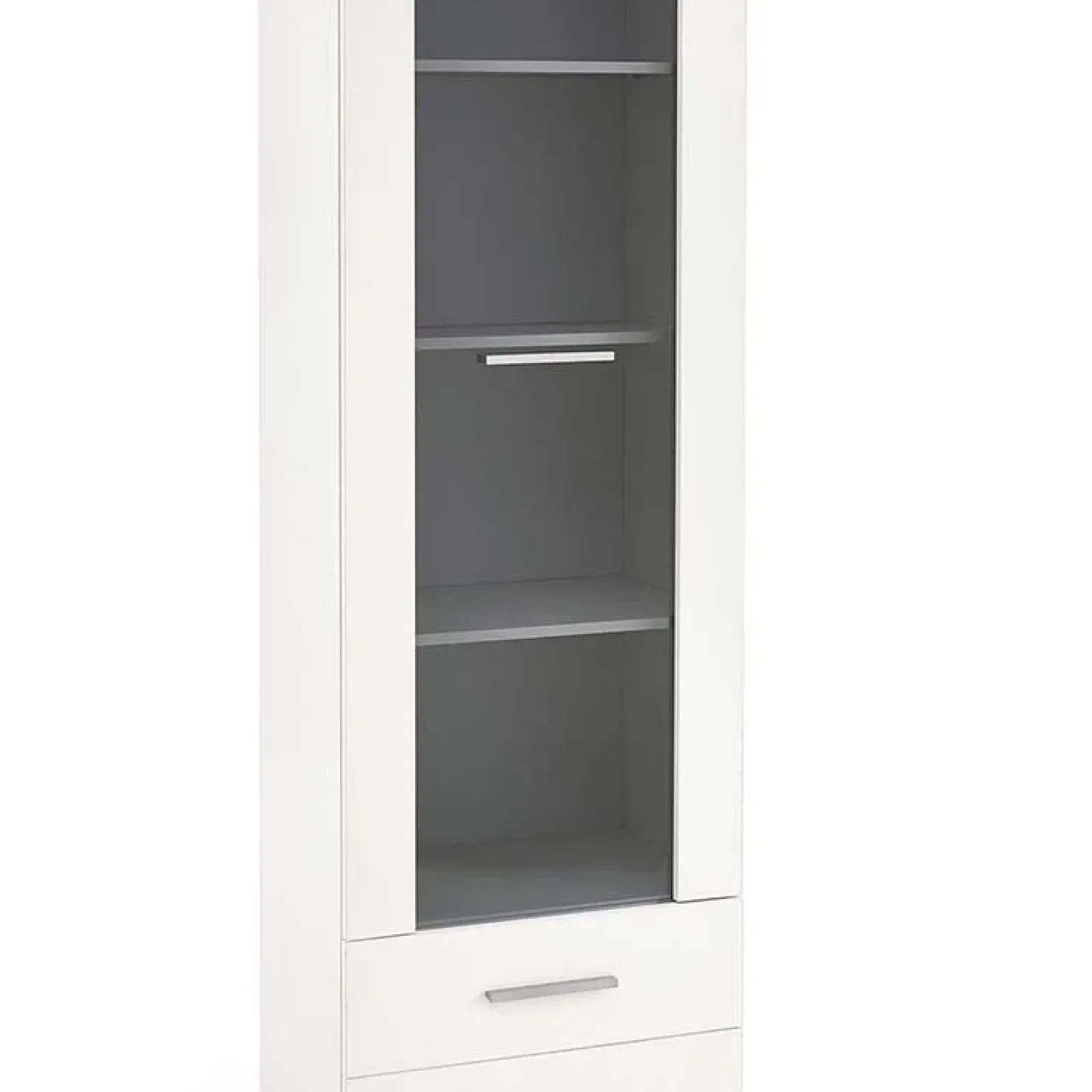 Garnero Arredamenti Vetrinette|Vetrinette-Vetrina 60x200h cm 1 anta 2 cassetti bianco opaco e lucido Viki
