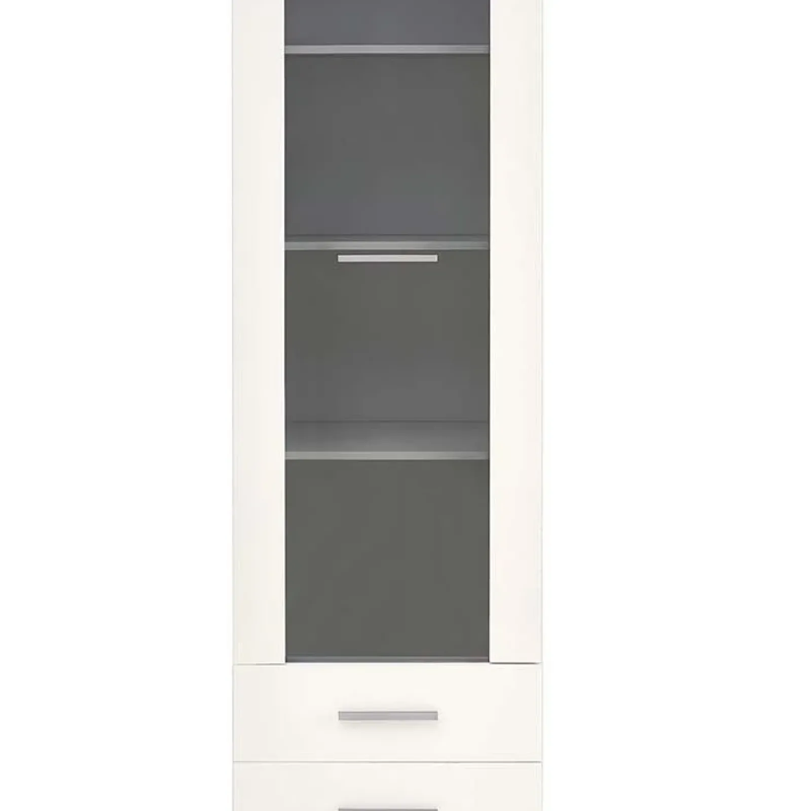 Garnero Arredamenti Vetrinette|Vetrinette-Vetrina 60x200h cm 1 anta 2 cassetti bianco opaco e lucido Viki