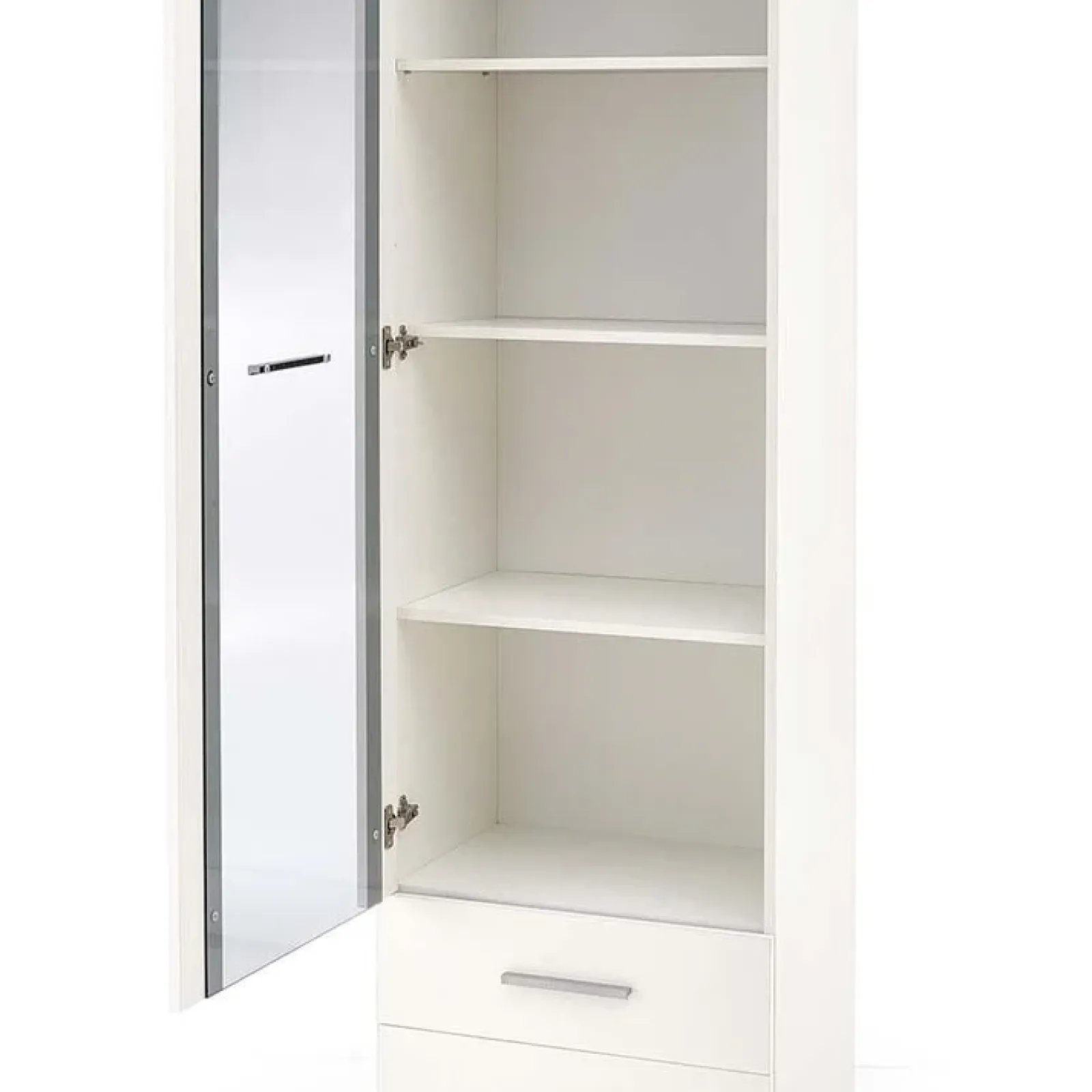 Garnero Arredamenti Vetrinette|Vetrinette-Vetrina 60x200h cm 1 anta 2 cassetti bianco opaco e lucido Viki