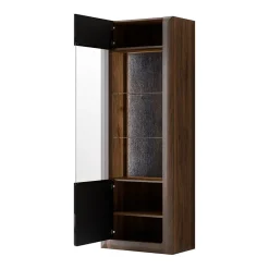 Garnero Arredamenti Vetrinette|Vetrinette-Vetrina 73x200h cm 1 anta 5 ripiani noce nero lucido Jumbo Nero Lucido - Noce