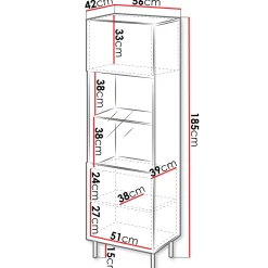 Garnero Arredamenti Vetrinette|Vetrinette-Vetrina 56X185h cm 1 anta 2 vani con frontali cannettati beige Ziggy