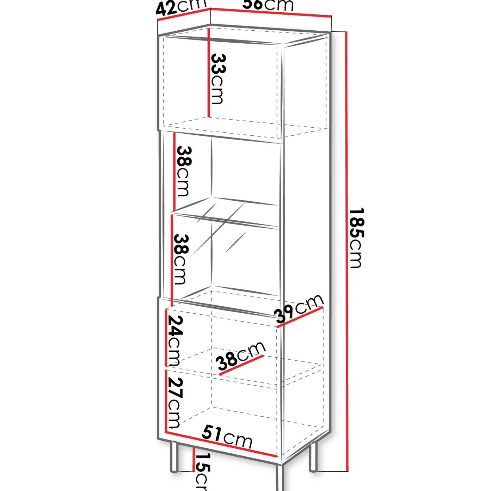 Garnero Arredamenti Vetrinette|Vetrinette-Vetrina 56X185h cm 1 anta 2 vani con frontali cannettati beige Ziggy