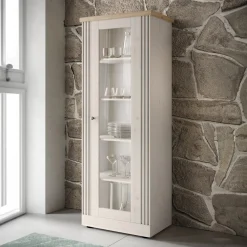 Garnero Arredamenti Vetrinette|Vetrinette-Vetrina 72x192h cm 1 anta 5 vani rovere bianco frassinato Armonia
