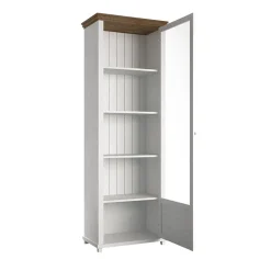 Garnero Arredamenti Vetrinette|Vetrinette-Vetrina 71x200h cm 1 anta destra rovere Texel Bianco Frassinato