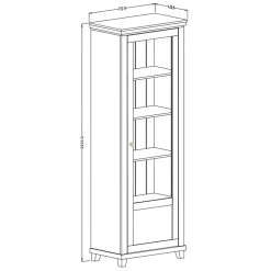 Garnero Arredamenti Vetrinette|Vetrinette-Vetrina 71x200h cm 1 anta destra rovere Texel Bianco Frassinato