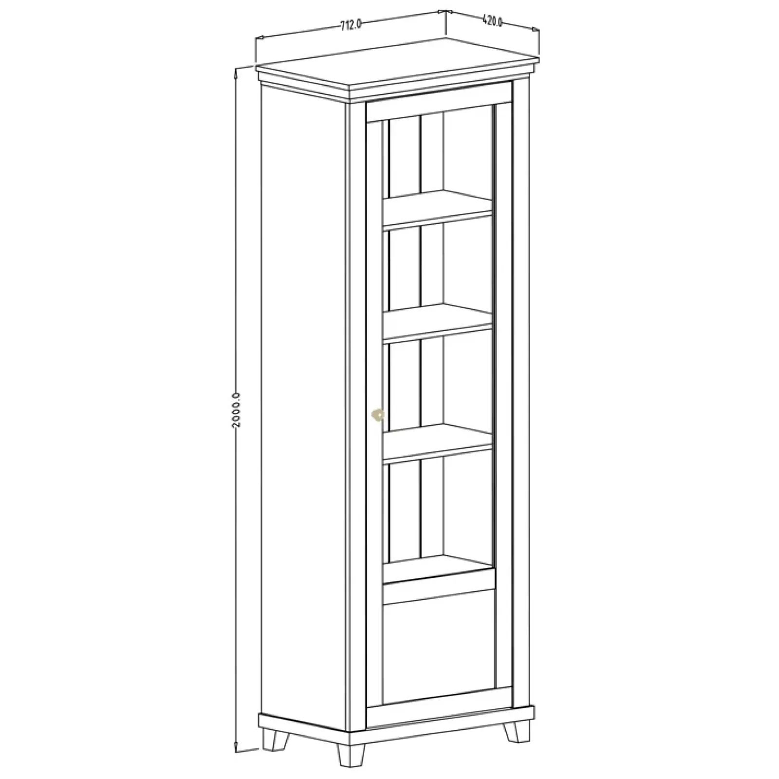 Garnero Arredamenti Vetrinette|Vetrinette-Vetrina 71x200h cm 1 anta destra rovere Texel Bianco Frassinato