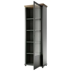 Garnero Arredamenti Vetrinette|Vetrinette-Vetrina 71x200h cm 1 anta destra soggiorno quercia Texel Verde