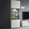 Garnero Arredamenti Vetrinette|Vetrinette-Vetrina 60x204h cm 1 anta moderna bianco lucido rovere Tahiti