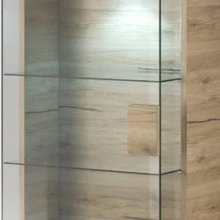 Garnero Arredamenti Vetrinette|Vetrinette-Vetrina 60x204h cm 1 anta moderna bianco lucido rovere Tahiti