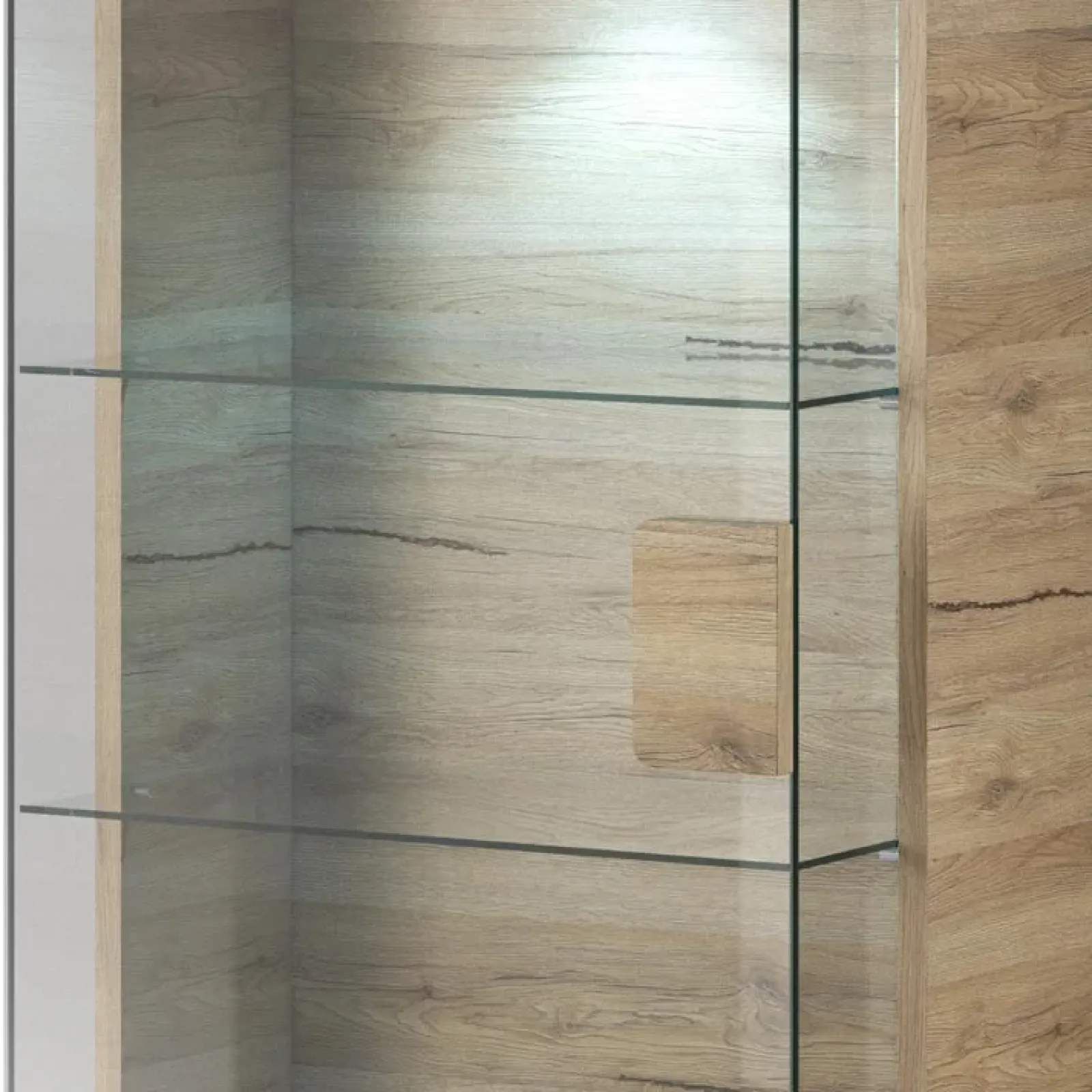 Garnero Arredamenti Vetrinette|Vetrinette-Vetrina 60x204h cm 1 anta moderna bianco lucido rovere Tahiti