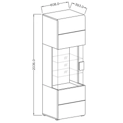 Garnero Arredamenti Vetrinette|Vetrinette-Vetrina 60x204h cm 1 anta moderna bianco lucido rovere Tahiti