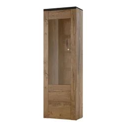 Garnero Arredamenti Vetrinette|Vetrinette-Vetrina 65x206h cm 1 anta moderna quercia rovere grigio Paloma 2 Rovere - Antracite