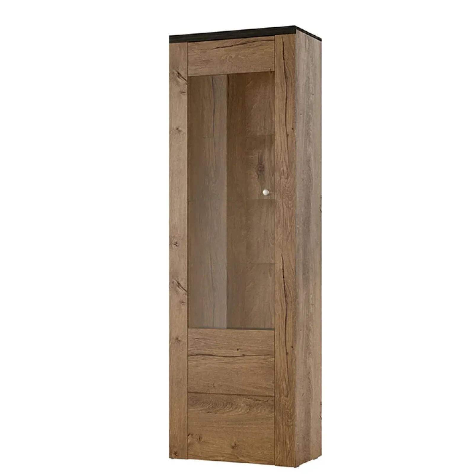 Garnero Arredamenti Vetrinette|Vetrinette-Vetrina 65x206h cm 1 anta moderna quercia rovere grigio Paloma 2 Rovere - Antracite