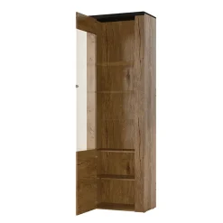 Garnero Arredamenti Vetrinette|Vetrinette-Vetrina 65x206h cm 1 anta moderna quercia rovere grigio Paloma 2 Rovere - Antracite