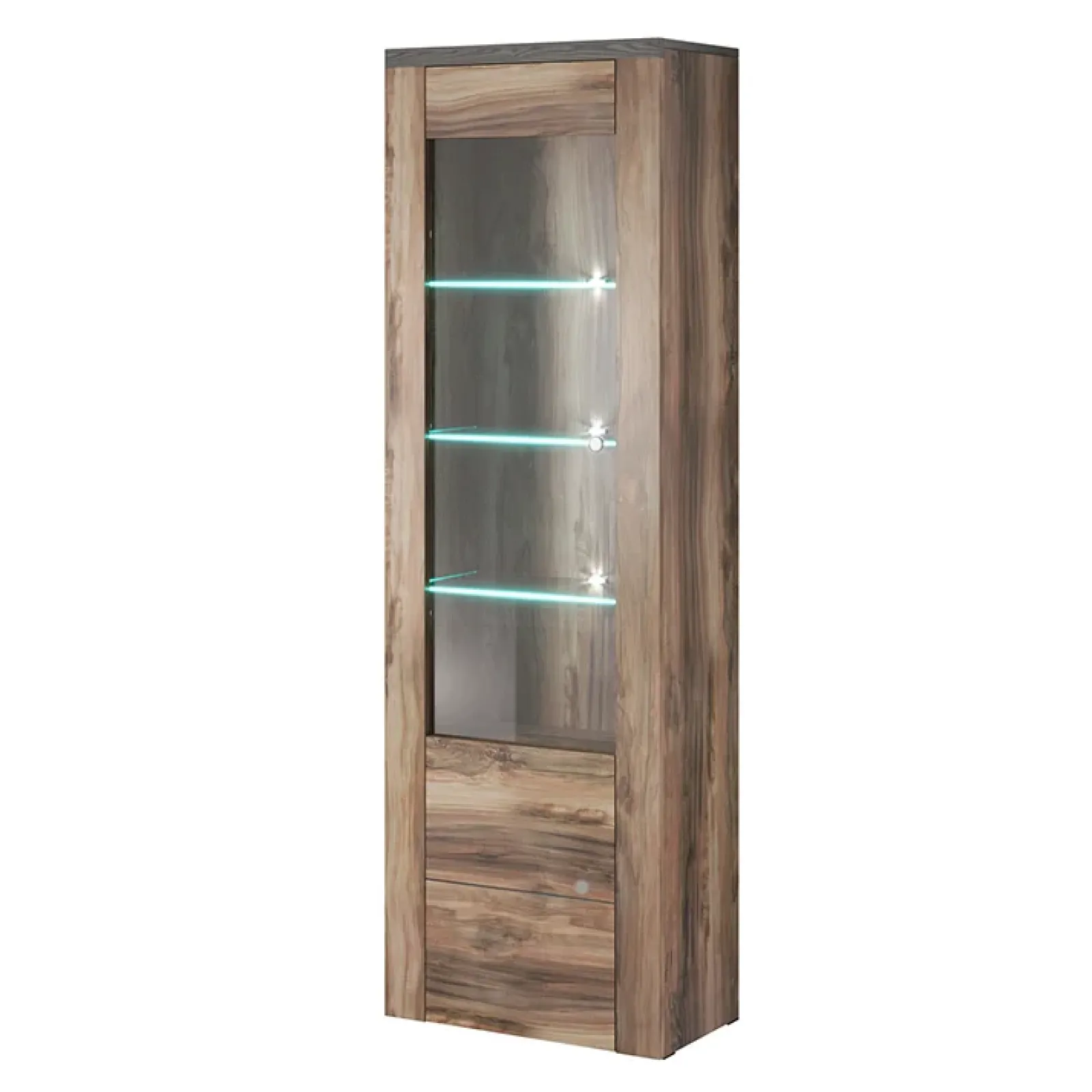 Garnero Arredamenti Vetrinette|Vetrinette-Vetrina 65x206h cm 1 anta moderna noce rovere grigio Paloma 2 Noce - Grigio