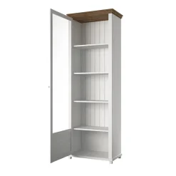 Garnero Arredamenti Vetrinette|Vetrinette-Vetrina 71x200h cm 1 anta sinistra rovere Texel Bianco Frassinato