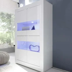 Garnero Arredamenti Vetrinette|Vetrinette-Vetrina 102x162h cm 4 ante moderna Eternity Bianco Lucido