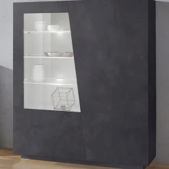 Garnero Arredamenti Vetrinette|Vetrinette-Vetrina 120x146h cm 2 ante moderna Candia Gihome® Ossido