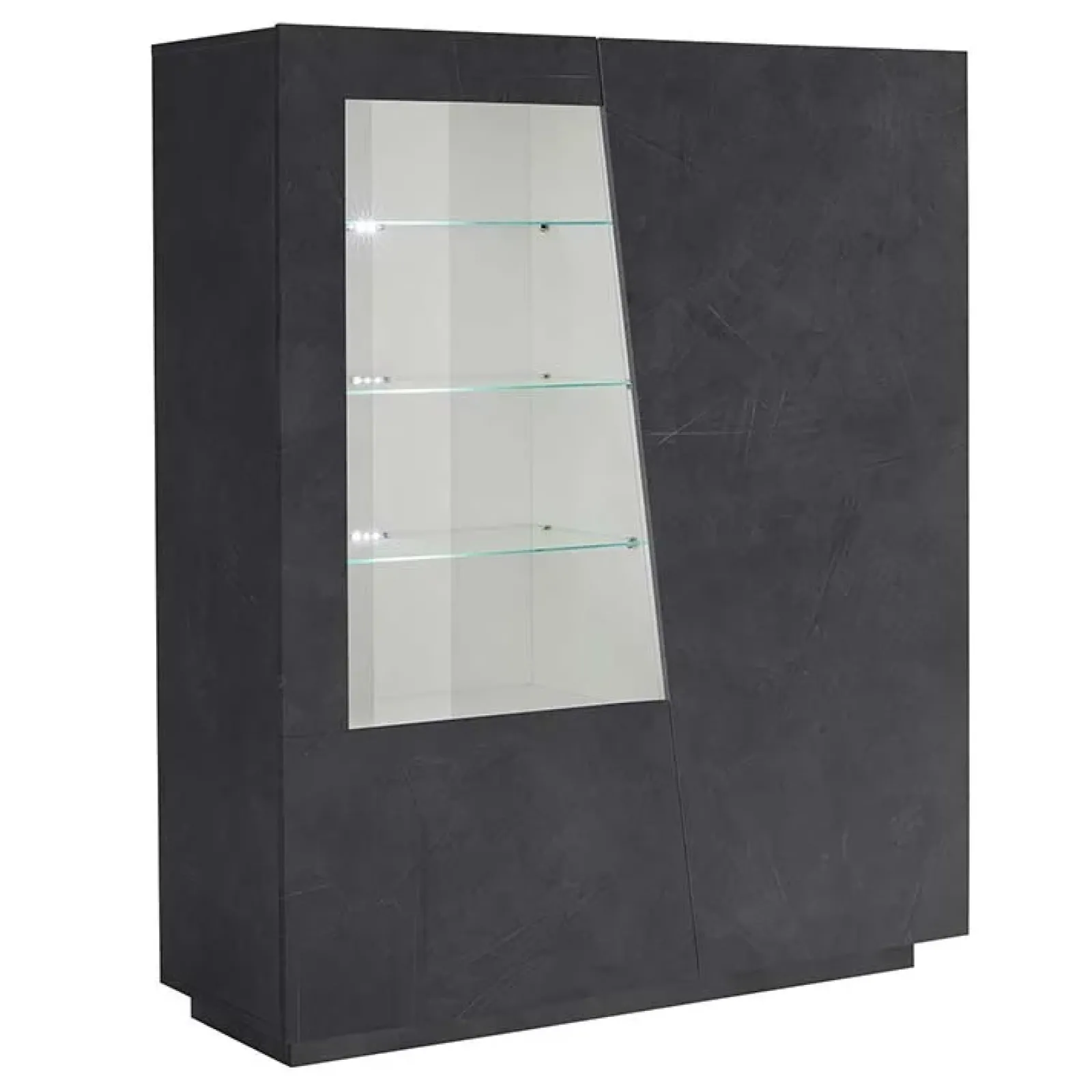 Garnero Arredamenti Vetrinette|Vetrinette-Vetrina 120x146h cm 2 ante moderna Candia Gihome® Ossido