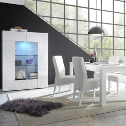 Garnero Arredamenti Vetrinette|Vetrinette-Vetrina 121x166h cm 2 ante moderna soggiorno bianco lucido Obsession Bianco Lucido - Bianco Lucido
