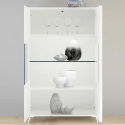 Garnero Arredamenti Vetrinette|Vetrinette-Vetrina 104x174h cm 2 ante moderna Tosca Bianco Lucido