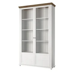 Garnero Arredamenti Vetrinette|Vetrinette-Vetrina 126x200h cm 2 ante soggiorno rovere Texel Bianco Frassinato