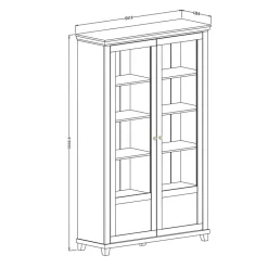 Garnero Arredamenti Vetrinette|Vetrinette-Vetrina 126x200h cm 2 ante soggiorno rovere Texel Bianco Frassinato