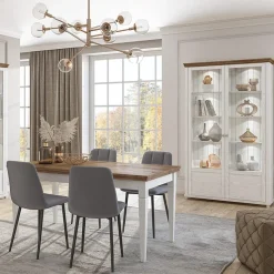 Garnero Arredamenti Vetrinette|Vetrinette-Vetrina 126x200h cm 2 ante soggiorno rovere Texel Bianco Frassinato