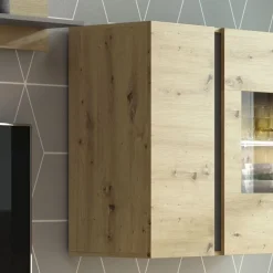 Garnero Arredamenti Vetrinette|Vetrinette-Vetrina 97x83h cm 2 ante soggiorno sospesa rovere Noa Gihome® Rovere - Antracite