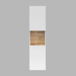 Garnero Arredamenti Vetrinette|Vetrinette-Vetrina 36x140h cm da parete bianco rovere Fusion Bianco Opaco