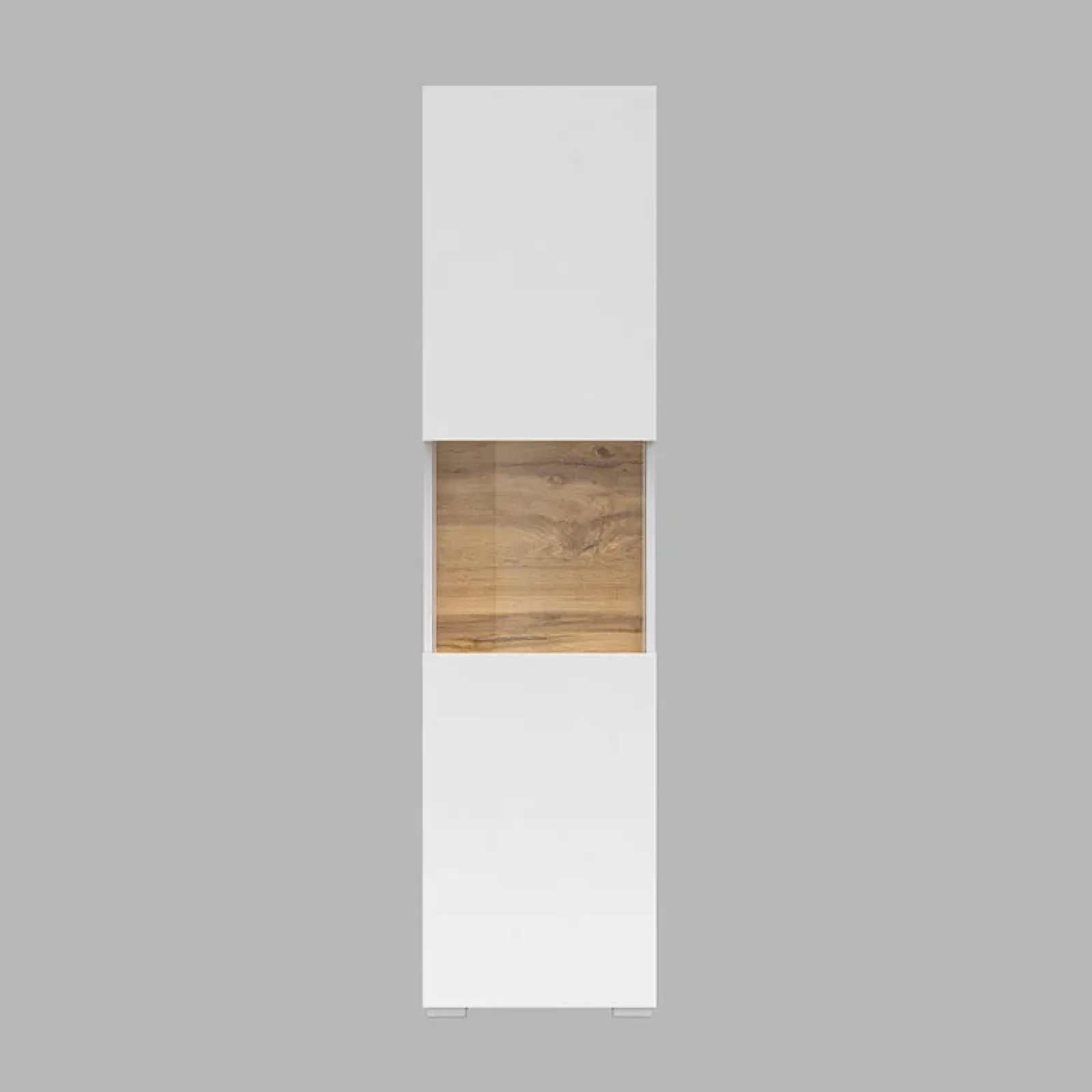 Garnero Arredamenti Vetrinette|Vetrinette-Vetrina 36x140h cm da parete bianco rovere Fusion Bianco Opaco