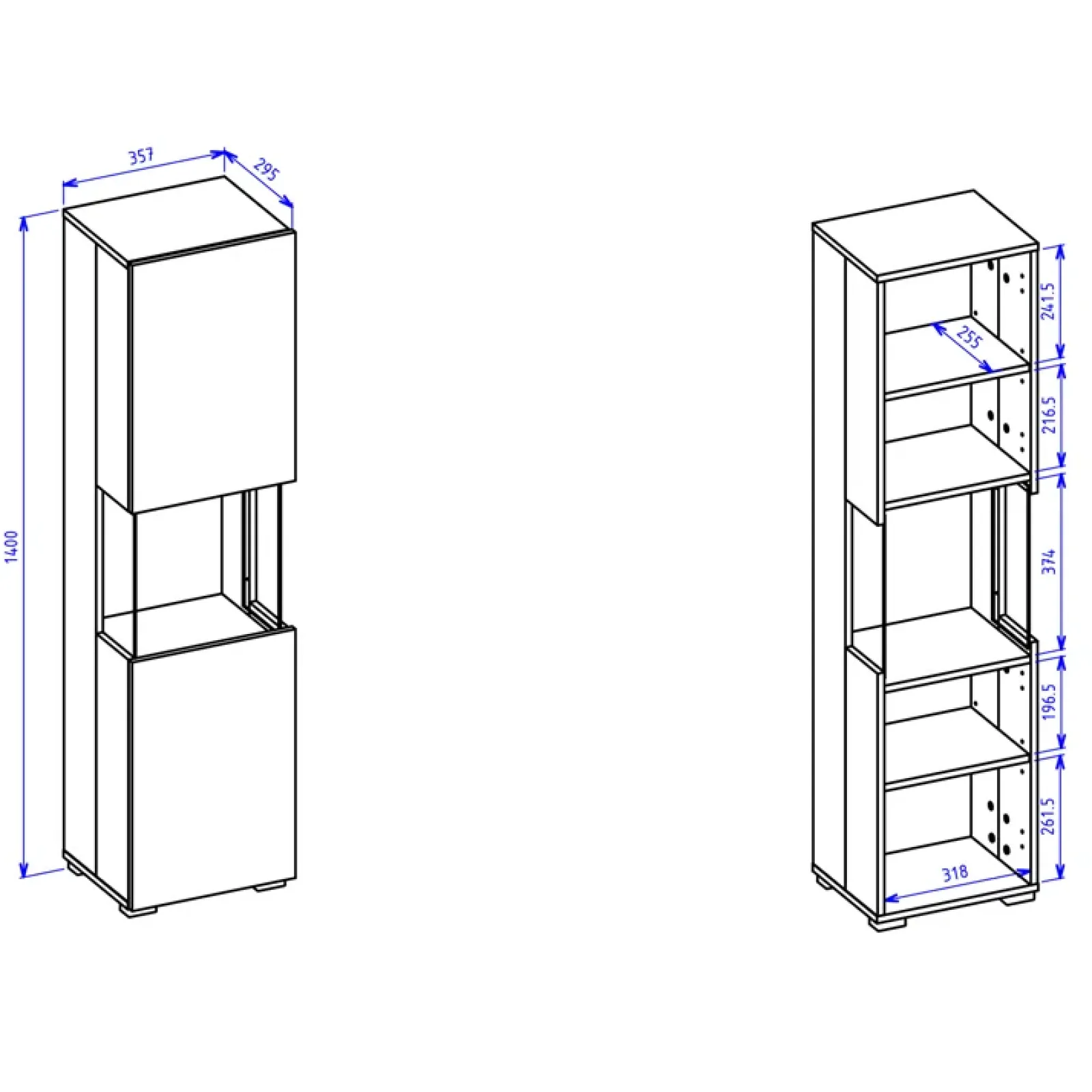 Garnero Arredamenti Vetrinette|Vetrinette-Vetrina 36x140h cm da parete bianco rovere Fusion Bianco Opaco