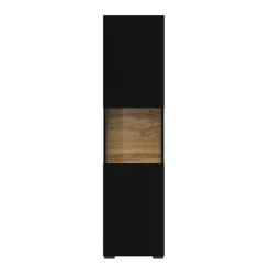 Garnero Arredamenti Vetrinette|Vetrinette-Vetrina 36x140h cm da parete nero rovere Fusion Nero Opaco