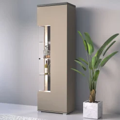 Garnero Arredamenti Vetrinette|Vetrinette-Vetrina 55x180h cm moderna beige grigio Matt