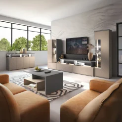 Garnero Arredamenti Vetrinette|Vetrinette-Vetrina 55x180h cm moderna beige grigio Matt