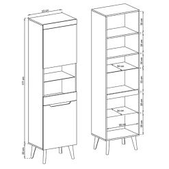 Garnero Arredamenti Vetrinette|Vetrinette-Vetrinetta alta 2 ante 53x197cm bianco lucido Alia Gihome®
