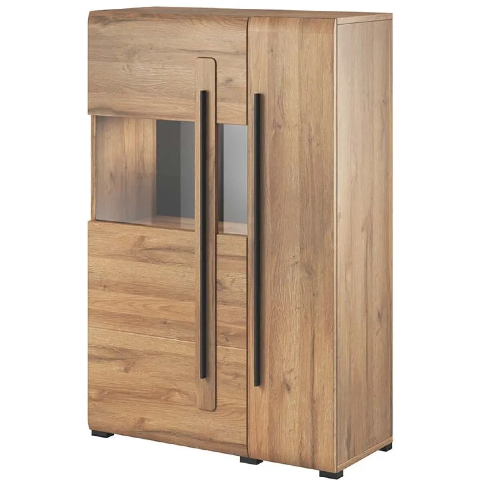 Garnero Arredamenti Vetrinette|Vetrinette-Vetrinetta bassa 90x136h cm 2 ante soggiorno rovere Maiorca