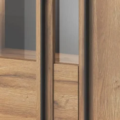 Garnero Arredamenti Vetrinette|Vetrinette-Vetrinetta bassa 90x136h cm 2 ante soggiorno rovere Maiorca