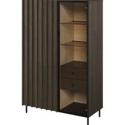 Garnero Arredamenti Vetrinette|Vetrinette-Vetrinetta bassa 92x144h cm 2 ante led wengè Blackwood