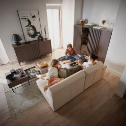 Garnero Arredamenti Vetrinette|Vetrinette-Vetrinetta bassa 92x144h cm 2 ante led wengè Blackwood