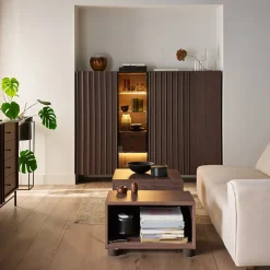 Garnero Arredamenti Vetrinette|Vetrinette-Vetrinetta bassa 92x144h cm 2 ante led wengè Blackwood