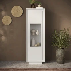 Garnero Arredamenti Vetrinette|Vetrinette-Vetrinetta 67x197cm 1 anta moderna Deluxe Bianco Opaco