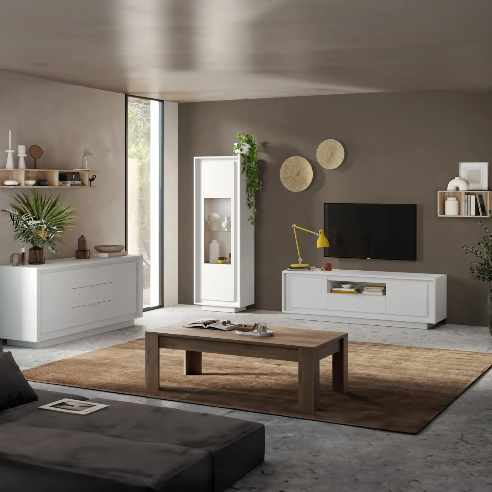 Garnero Arredamenti Vetrinette|Vetrinette-Vetrinetta 67x197cm 1 anta moderna Deluxe Bianco Opaco